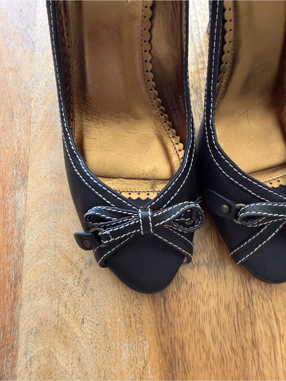 J. Crew Fulham Leather Peep-Toe Black Heels - Size 9 - Picture 8 of 12